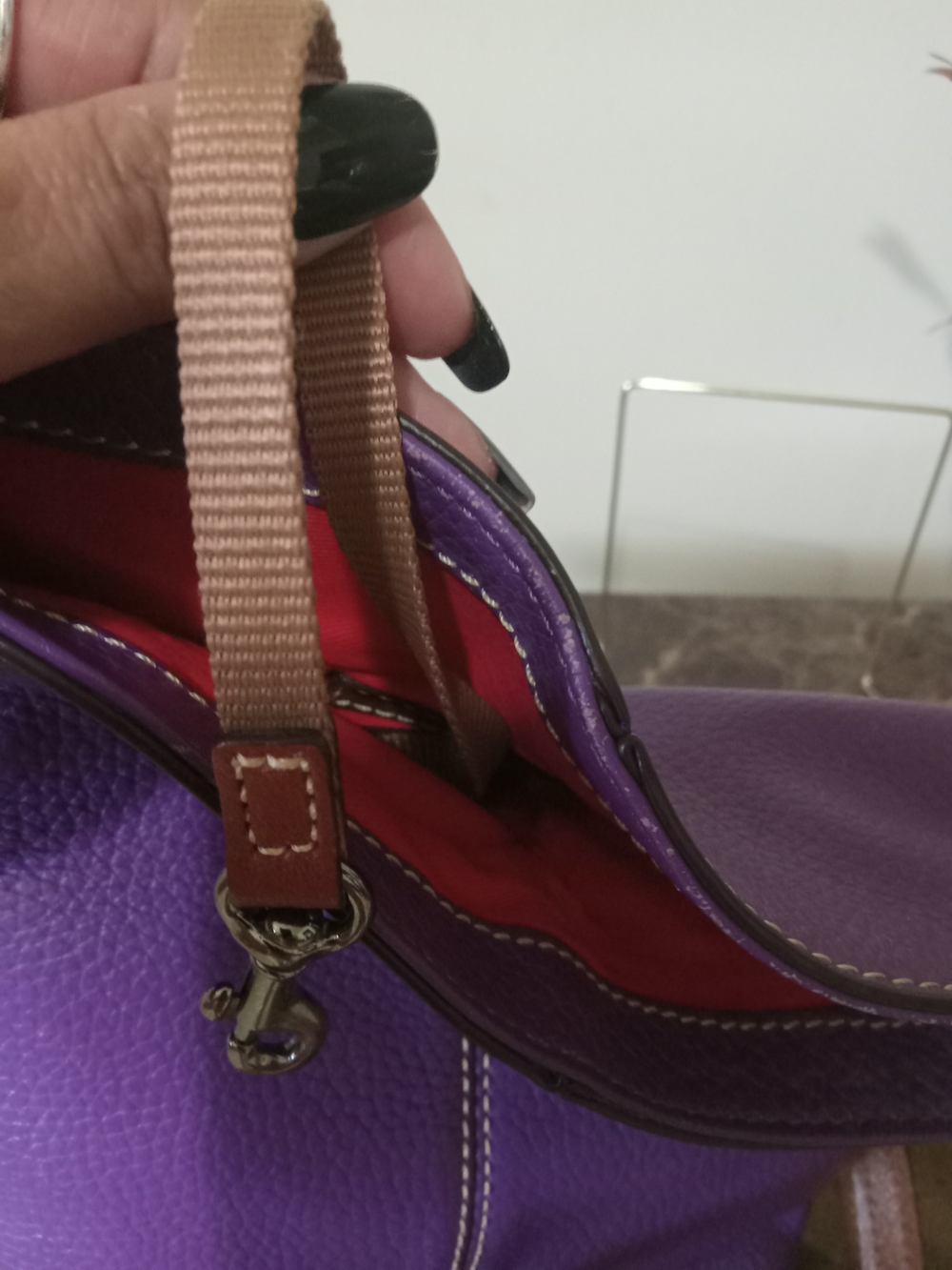 Dooney & Bourke Purple Pebbled Leather Crossbody Bag EUC - Picture 8 of 16